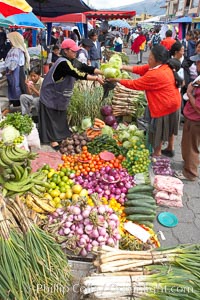 Otavalo market, a large and famous Andean market high in the Ecuadorian mountains, is crowded with locals and tourists each Saturday, San Pablo del Lago