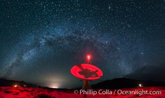 Owens Valley Radiotelescope Observatory 40 Meter Telescope and Milky Way, Night Panorama