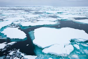 Pack ice and brash ice fills the Weddell Sea, near the Antarctic Peninsula.  This pack ice is a combination of broken pieces of icebergs, sea ice that has formed on the ocean