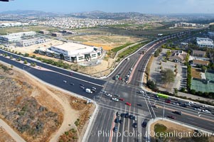 Palomar Airport Road and El Camino Real, intersection, aerial view, Carlsbad, California