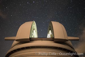 Palomar Observatory at night, under a sky of stars, Palomar Mountain, California
