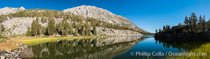 Panorama of Box Lake, morning, Little Lakes Valley, John Muir Wilderness, Inyo National Forest, Little Lakes Valley, Inyo National Forest