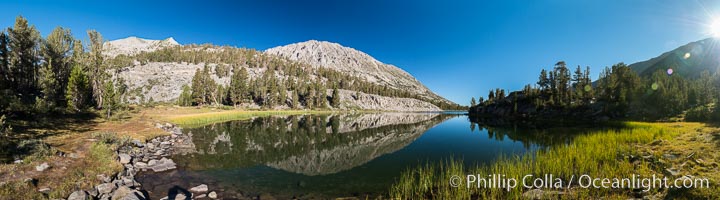 Panorama of Box Lake, morning, Little Lakes Valley, John Muir Wilderness, Inyo National Forest, Little Lakes Valley, Inyo National Forest