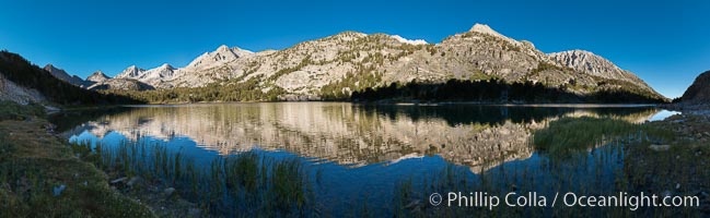 Panorama of Long Lake at Sunrise, Little Lakes Valley, John Muir Wilderness, Inyo National Forest, Little Lakes Valley, Inyo National Forest