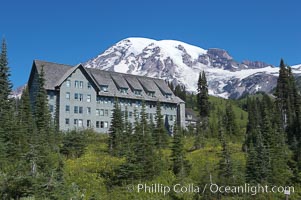 Paradise Inn.  The Paradise Inn, one of the grand old lodges of the National Park system, was completed in 1906. Paradise Park, summer, Mount Rainier National Park, Washington