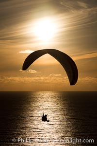 Paraglider and sunset. La Jolla, California, USA, natural history stock photograph, photo id 26601