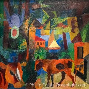 Paysage avec vaches, voilier et figures, August Macke, 1914,  Musee de lOrangerie, Paris, France