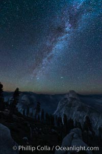 Perseid Meteor Shower and Milky Way, over Half Dome and Yosemite National Park, Glacier Point