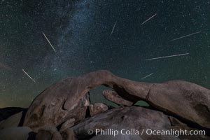 Perseid Meteor Shower over Arch Rock, Joshua Tree National Park, Aug 13, 2014