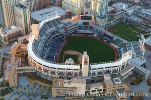 PETCO Park, an open-air stadium in downtown San Diego, home of the San Diego Padres baseball club.  Opened in 2004, it has a seating capacity of approximately 42000