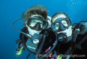 Phillip Colla and Tracy Colla, diving at Wolf Island in the Galapagos