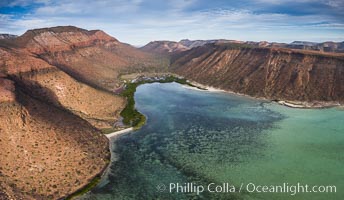 Playa Gallina and arroyo on Isla Espiritu Santo, Sea of Cortez, Aerial Photo