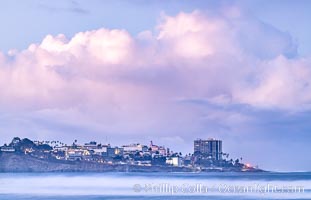 Point La Jolla viewed from Scripps Institution of Oceanography, big waves at sunrise. California, USA, natural history stock photograph, photo id 36630