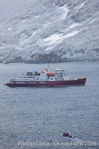 M/V Polar Star at anchor in a snowstorm.