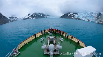 M/V Polar Star approaches Jenkins Glacier, Risting Glacier and the end of Drygalski Fjord. South Georgia Island.