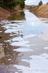 Pollution accumulates in the Tijuana River Valley following winter storms which flush the trash from Tijuana in Mexico across the border into the United States, Imperial Beach, San Diego, California