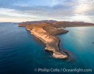 Punta Prieta and San Gabriel Bay, Aerial Photo, Sunset, Isla Espiritu Santo, Baja California, Mexico