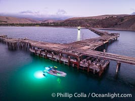 Rapid Bay Jetty Aerial Photo, South Australia.  The now-derelict jetty (wharf, pier) at Rapid Bay is famous for great SCUBA diving, including opportunities to see leafy sea dragons