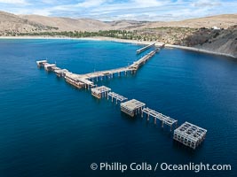 Rapid Bay Jetty Aerial Photo, South Australia.  The now-derelict jetty (wharf, pier) at Rapid Bay is famous for great SCUBA diving, including opportunities to see leafy sea dragons