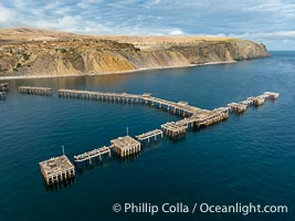 Rapid Bay Jetty Aerial Photo, South Australia.  The now-derelict jetty (wharf, pier) at Rapid Bay is famous for great SCUBA diving, including opportunities to see leafy sea dragons