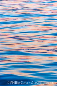 Sunset light is reflected on the placid waters of the Bahamas.