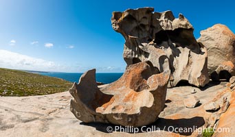 Remarkable Rocks Panoramic Photo. It took 500 million years for rain, wind and surf to erode these rocks into their current form.  They are a signature part of Flinders Chase National Park on Kangaroo Island, South Australia