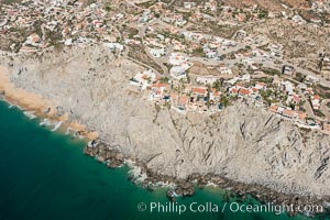 Private homes built on the bluffs overlooking the ocean at Cabo San Lucas