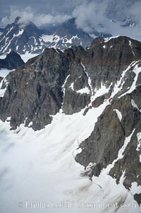 Glacier and rocky peaks, Resurrection Mountains. Alaska, USA, natural history stock photograph, photo id 19030