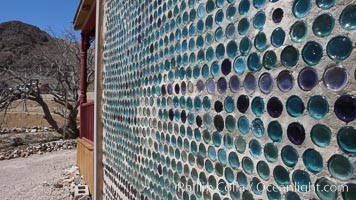 The strange "bottle house" of Rhyolite ghost town, near Death Valley. It was built in 1906 by Tom Kelley of approximately 50,000 beer bottles and was his home for a while