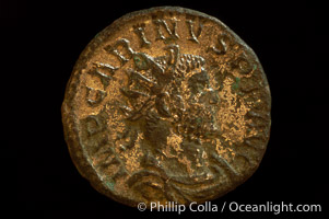 Roman emperor Carinus (283-284 A.D.), depicted on ancient Roman coin (bronze, denom/type: Antoninianus) (Antoninianus VF/aVF; Sear 3474, VanMeter 20.2, Vagi 2492. Reverse: VICTORIA AVGG)