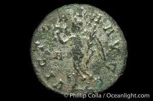 Roman emperor Carinus (283-284 A.D.), depicted on ancient Roman coin (bronze, denom/type: Antoninianus) (Antoninianus VF/aVF; Sear 3474, VanMeter 20.2, Vagi 2492. Reverse: VICTORIA AVGG)