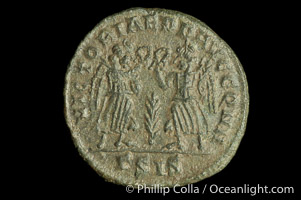 Roman emperor Constans (337-350 A.D.), depicted on ancient Roman coin (bronze, denom/type: AE4) (AE4, 15mm, S. 3921-M.)