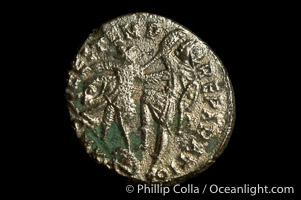 Roman emperor Constantius II (337-361 A.D.), depicted on ancient Roman coin (bronze, denom/type: AE2) (AE2. Obverse: DN CONSTANTIVS PF AVG. Reverse: FEL TEMP REPARATIO)