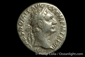 Roman emperor Domitian (81-96 A.D.), depicted on ancient Roman coin (silver, denom/type: Denarius) (Denarius, VF, 3.76 g, 18mm, RIC 172. Obverse: IMP CAES DOMIT AVG GERM P M TR P XII. Reverse: IMP XXI COS XVI CENS PPP)