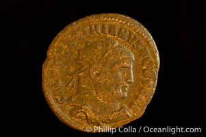 Roman emperor Galerius (293-305 A.D.), depicted on ancient Roman coin (bronze, denom/type: Antoninianus) (AE , Antoninianus, Concordia Militvm S-3701)