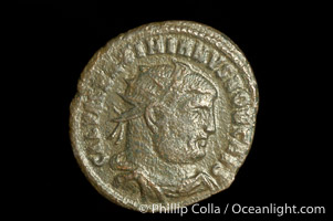 Roman emperor Galerius (293-305 A.D.), depicted on ancient Roman coin (bronze, denom/type: Antoninianus) (AE , Antoninianus, Concordia Militvm S-3701)