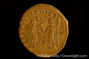 Roman emperor Galerius (293-305 A.D.), depicted on ancient Roman coin (bronze, denom/type: Antoninianus) (AE , Antoninianus, Concordia Militvm S-3701)