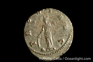 Roman emperor Gallienus (253-268 A.D.), depicted on ancient Roman coin (bronze, denom/type: Antoninianus) (Antoninianus VF. Obverse: GALLIENVS AVG. Reverse: PROVI AVG.)