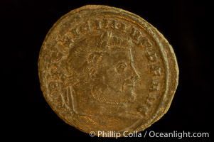 Roman emperor Licinius I (307-324 A.D.), depicted on ancient Roman coin (bronze, denom/type: Follis)