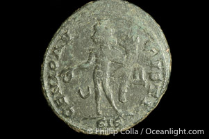 Roman emperor Licinius I (307-324 A.D.), depicted on ancient Roman coin (bronze, denom/type: Follis)