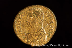 Roman emperor Licinius I (307-324 A.D.), depicted on ancient Roman coin (bronze, denom/type: Follis)