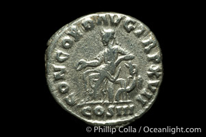 Roman emperor Marcus Aurelius (161-180 A.D.), depicted on ancient Roman coin (silver, denom/type: Denarius) (Denarius, VF, 3.2 g.. Obverse: IMP M ANTONINVS AVG. Reverse: CONCORD AVG IMP XVII, COX III exergue.)
