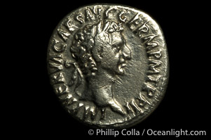 Roman emperor Nerva (96-98 A.D.), depicted on ancient Roman coin (silver, denom/type: Denarius) (Denarius, VF/F. Obverse: IMP NERVA CAES AVG GERM P M TR P II. Reverse: IMP II COS IIII P P, Fortuna stg. Left.)