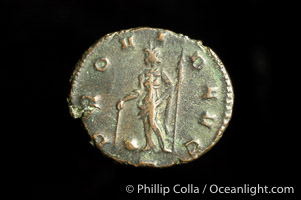 Roman emperor Quintillus (270 A.D.), depicted on ancient Roman coin (bronze, denom/type: Antoninianus)