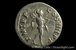 Roman emperor Trajan (98-117 A.D.), depicted on ancient Roman coin (silver, denom/type: Denarius)