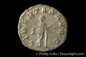 Roman emperor Trebonianus Gallus (251-254 A.D.), depicted on ancient Roman coin (silver, denom/type: Antoninianus) (Antoninianus 2.7g, 21mm, RIC 39. Obverse: IMP CAE C VIB TREB GALLUS AVG. Reverse: LIBERTAS AVGG)