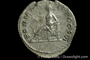 Roman emperor Vespasian (69-79 A.D.), depicted on ancient Roman coin (silver, denom/type: Denarius) (Denarius, 3.43 g, RIC 90, RSC 366, S 780.)