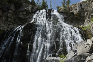 Rustic Falls is located at the entrance to Golden Gate Canyon near Mammoth Hot Springs, Yellowstone National Park. The falls are 47 feet (15m) high