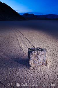 Sailing stone at dawn, Racetrack Playa, Death Valley National Park, California