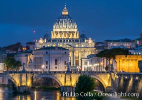 Saint Peter's Basilica over the Tiber River, Vatican City, Rome, Italy